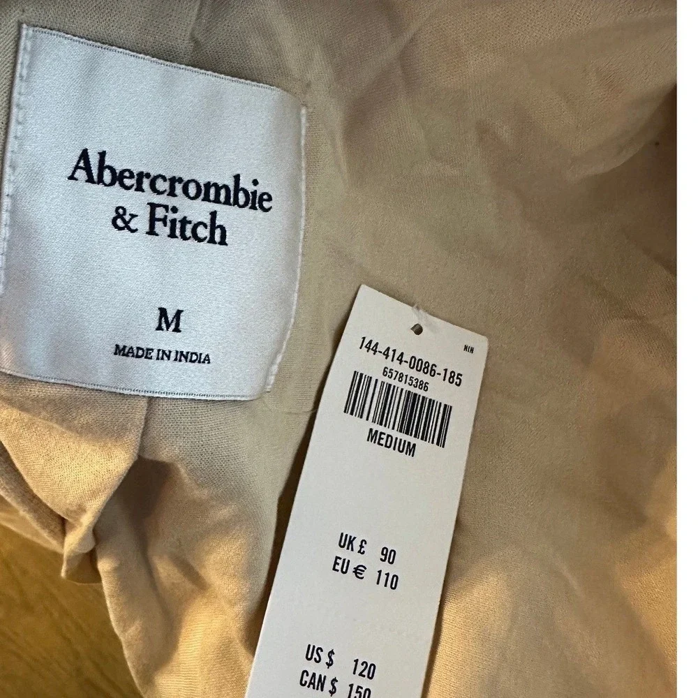 Abercrombie & Fitch Oatmeal Beige Linen Blend Blazer Men's Medium - Picture 4 of 4